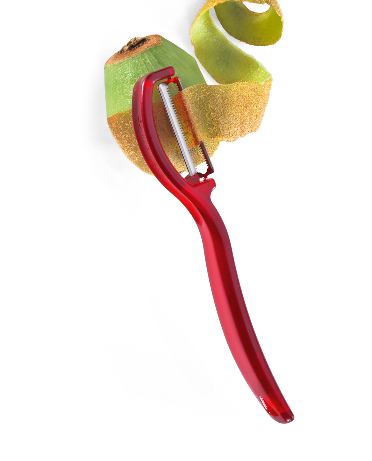 Vertikalschäler rot, gezahnte Klinge