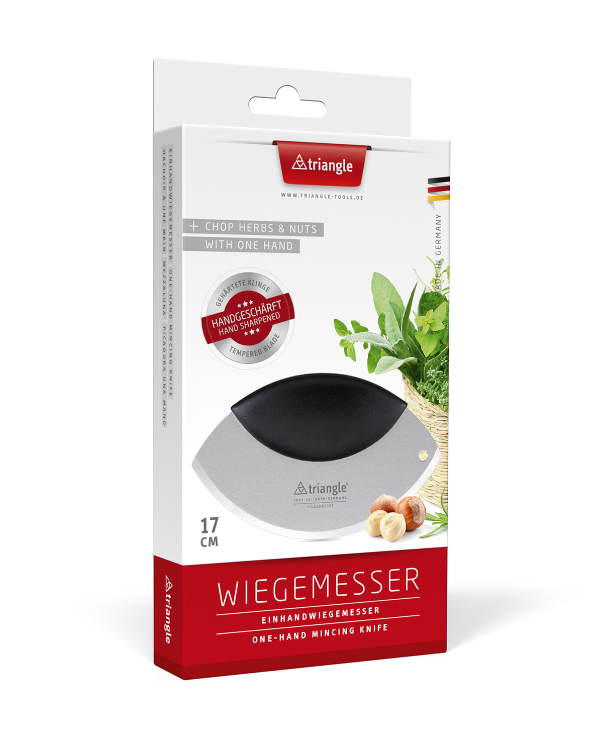 Einhandwiegemesser 17 cm, gehärtet i.K.